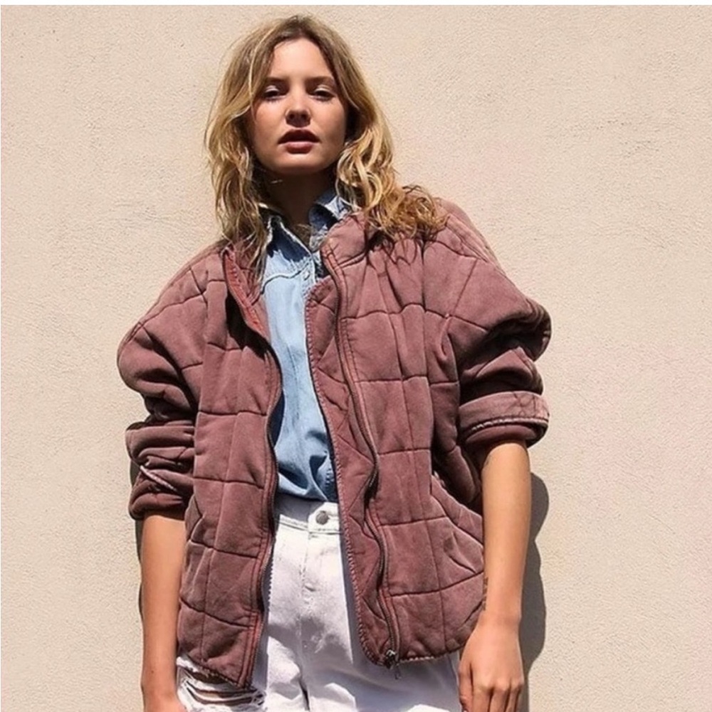 DISCONTINUED | Cola Dolman Quilted Free People Jacket | Large | Reddish Brown